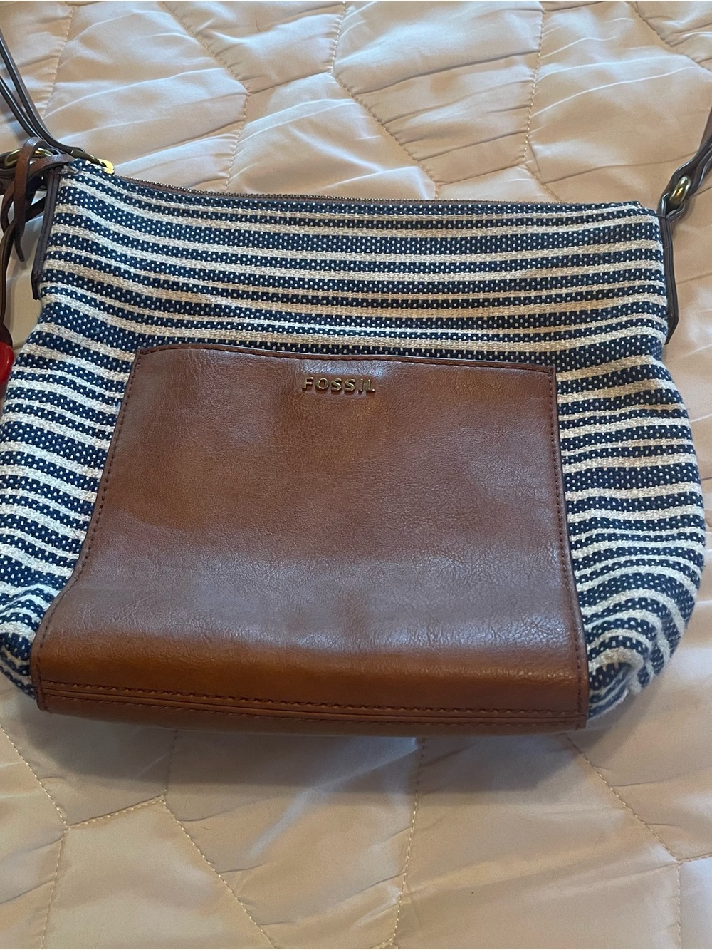 Fossil Striped Canvas Crossbody, boho, nautical, coastal, patriotic